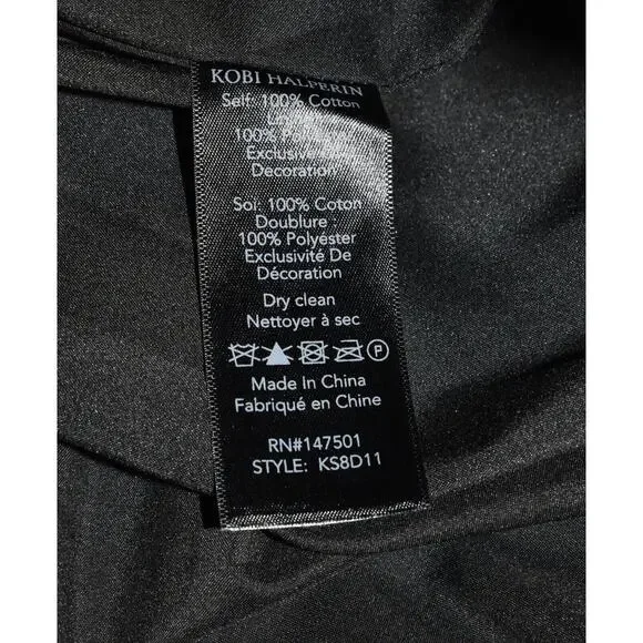 A5 NEW KOBI HALPERIN Gray & White Pinstripe Black Dots Bell Sleeve Dress Size XS - Picture 6 of 6